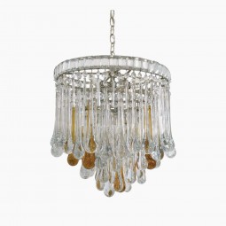 Circular Tear Drop Crystal Murano Glass Chandelier