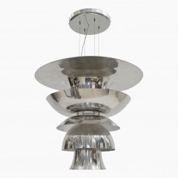 Large Polished Aluminum Pendant Light Fixture