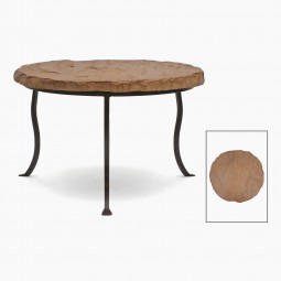 Circular Iron Table with Stone Top