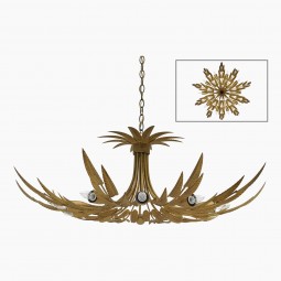 Spanish Gilt Iron Foliate Chandelier