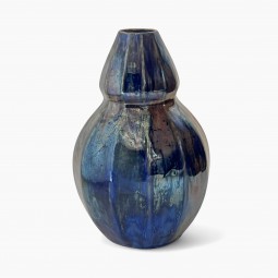 French Blue Iridescent Vase