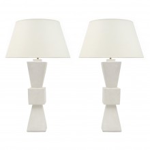 Pair of Plaster Columnar Lamps