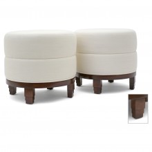 Pair of Circular Art Deco Style Upholstered Stools