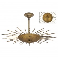 Gilt Iron Sunburst Light Fixture