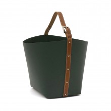 Large Dark Green Leather Basket