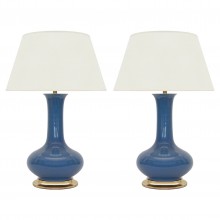 Pair of Blue Ceramic Lamps