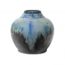 French Blue Stoneware Vase