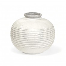 Round White Stoneware Vase