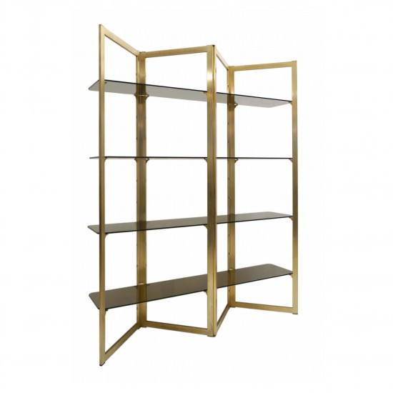 Brass Zig-Zag Etagere with Four Glass Shelves