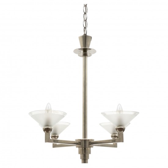 Polished Steel Four Light Chandelier