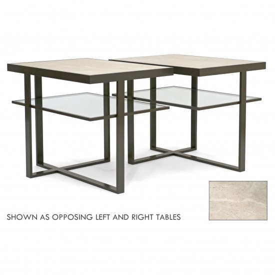 Pair of Two Tiered Asymmetrical Steel Tables