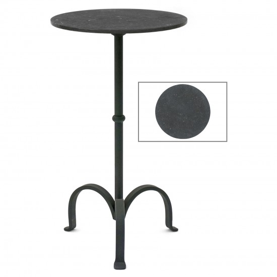 Black Iron Tripod Table with Stone Top