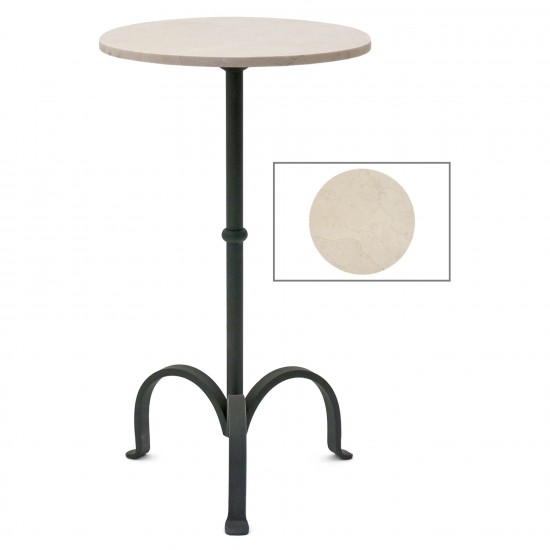 Black Iron Tripod Table with Stone Top