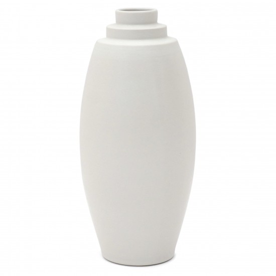 Tall White Porcelain Stepped Vase