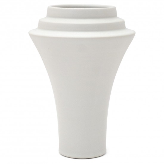 Flared White Porcelain Stepped Vase