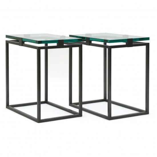 Pair of Iron Tables with Glass