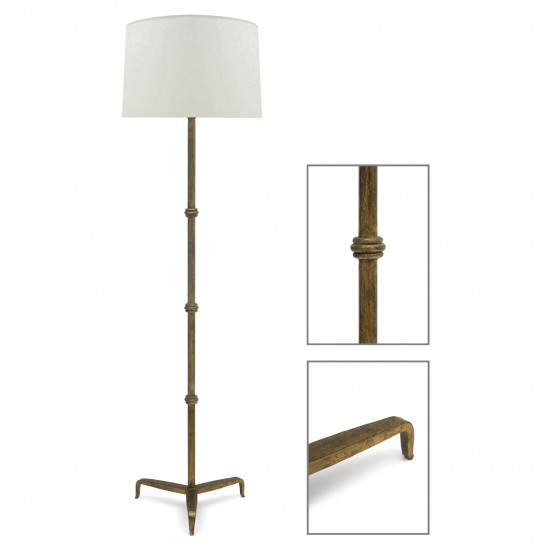 Gilt Iron Standing Lamp on Tripod Base