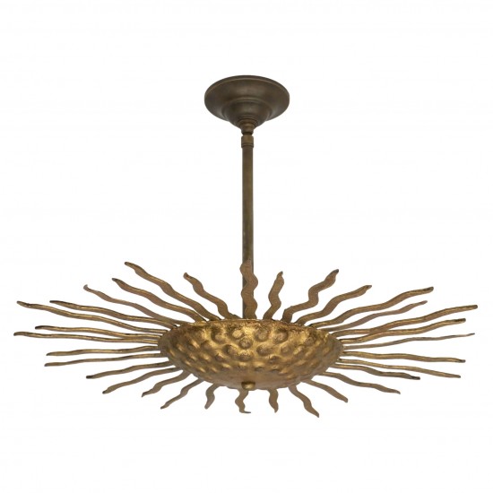 Gilt Iron Sunburst Light Fixture