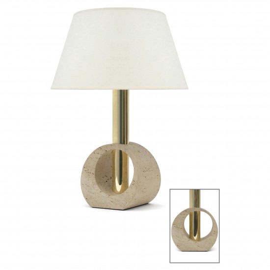 Travertine and Brass Table Lamp