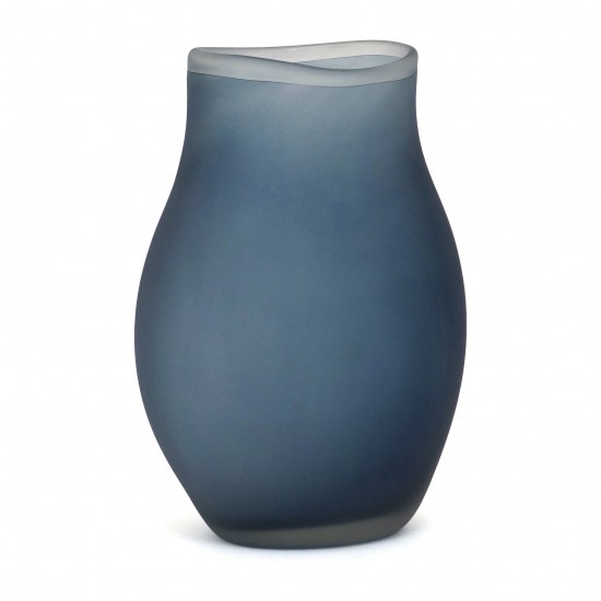 Dark Blue Matte Glass Vase