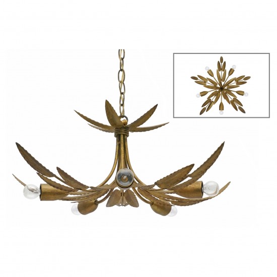 Spanish Gilt Iron Foliate Chandelier