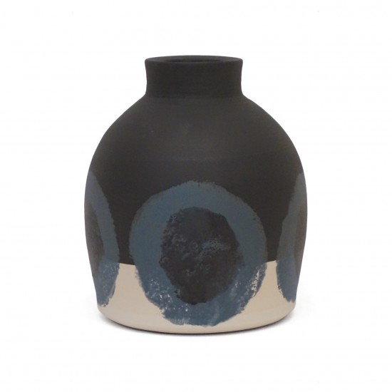 Black, Blue and White Stoneware Vase