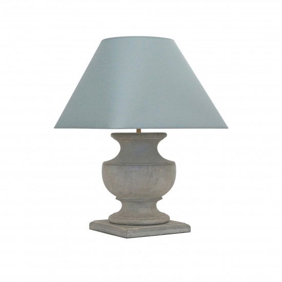 Gray Urn Shaped Wood Lamp