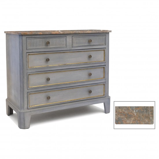 Blue Painted Commode with Marble Top