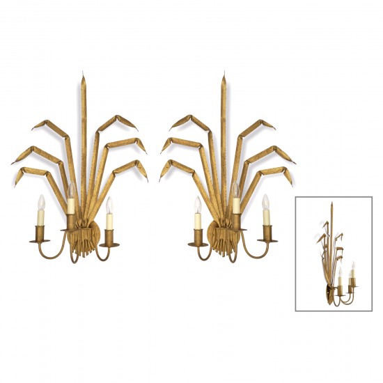 Pair of Gilt Iron Wall Sconces