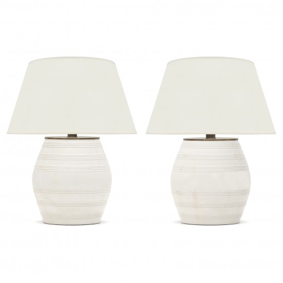 Ribbed White Ceramic Lamps