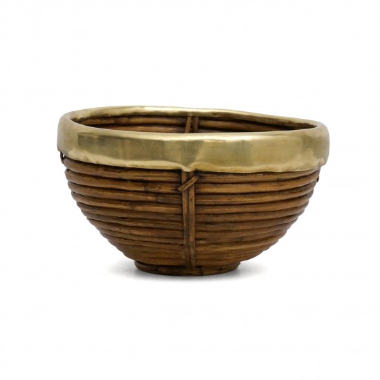 Rattan and Brass Basket