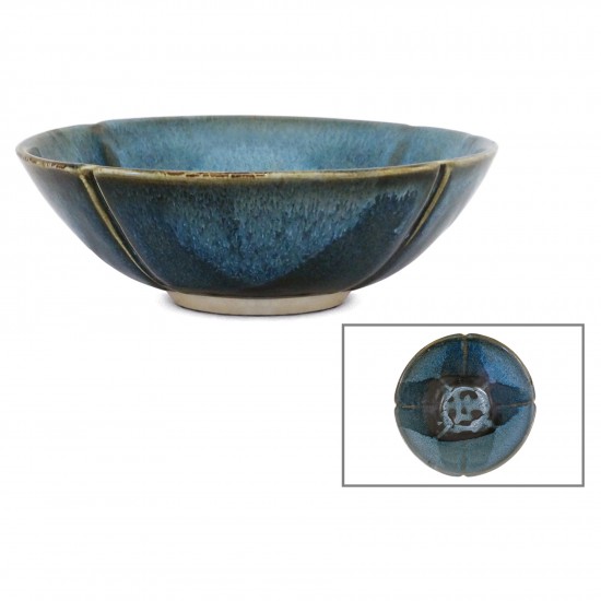 Abstract Blue Porcelain Bowl